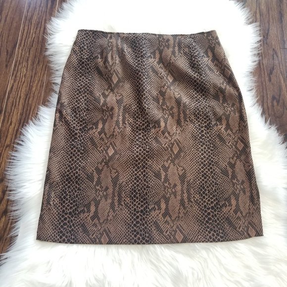 Reitmans Dresses & Skirts - Reitmans | Brown Copper Python Snake Animal Print Mini Skirt Back Zipper Size 11